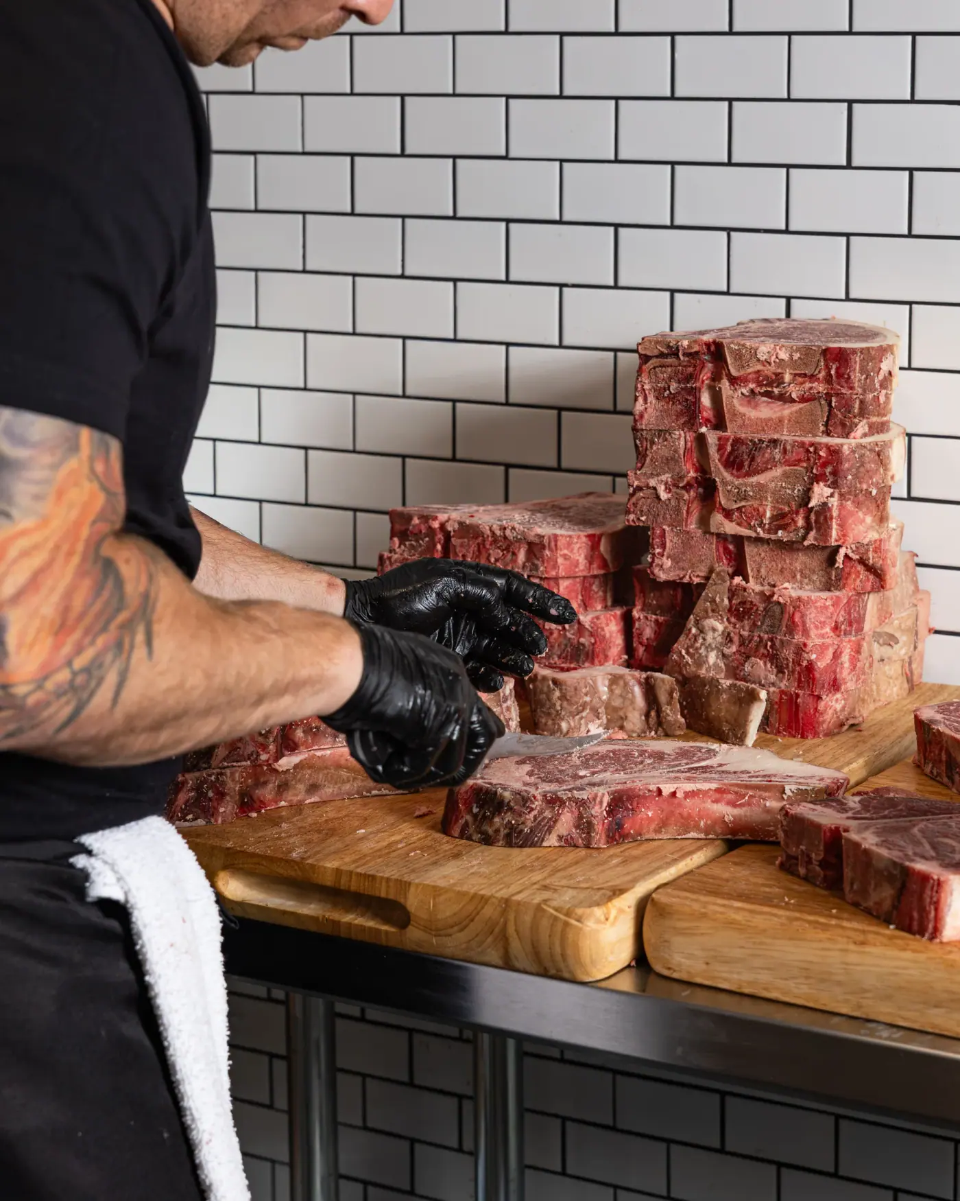 A stack of short ribs arranged for the case