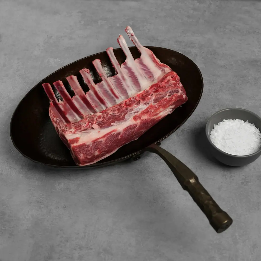 A frenched eight-rib rack of lamb