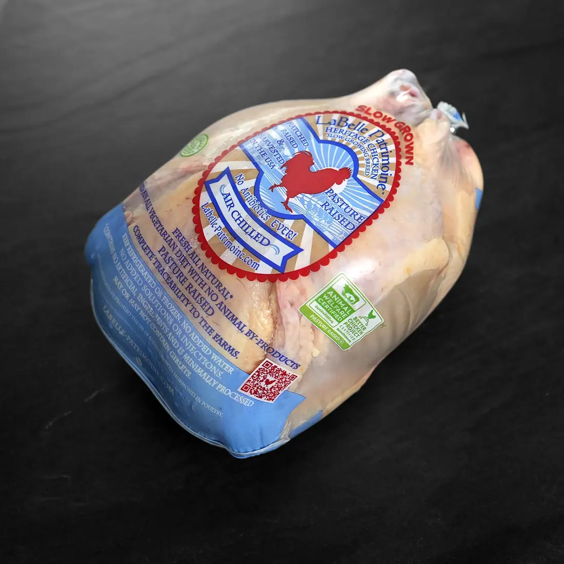 A whole pasture-raised bird at the counter